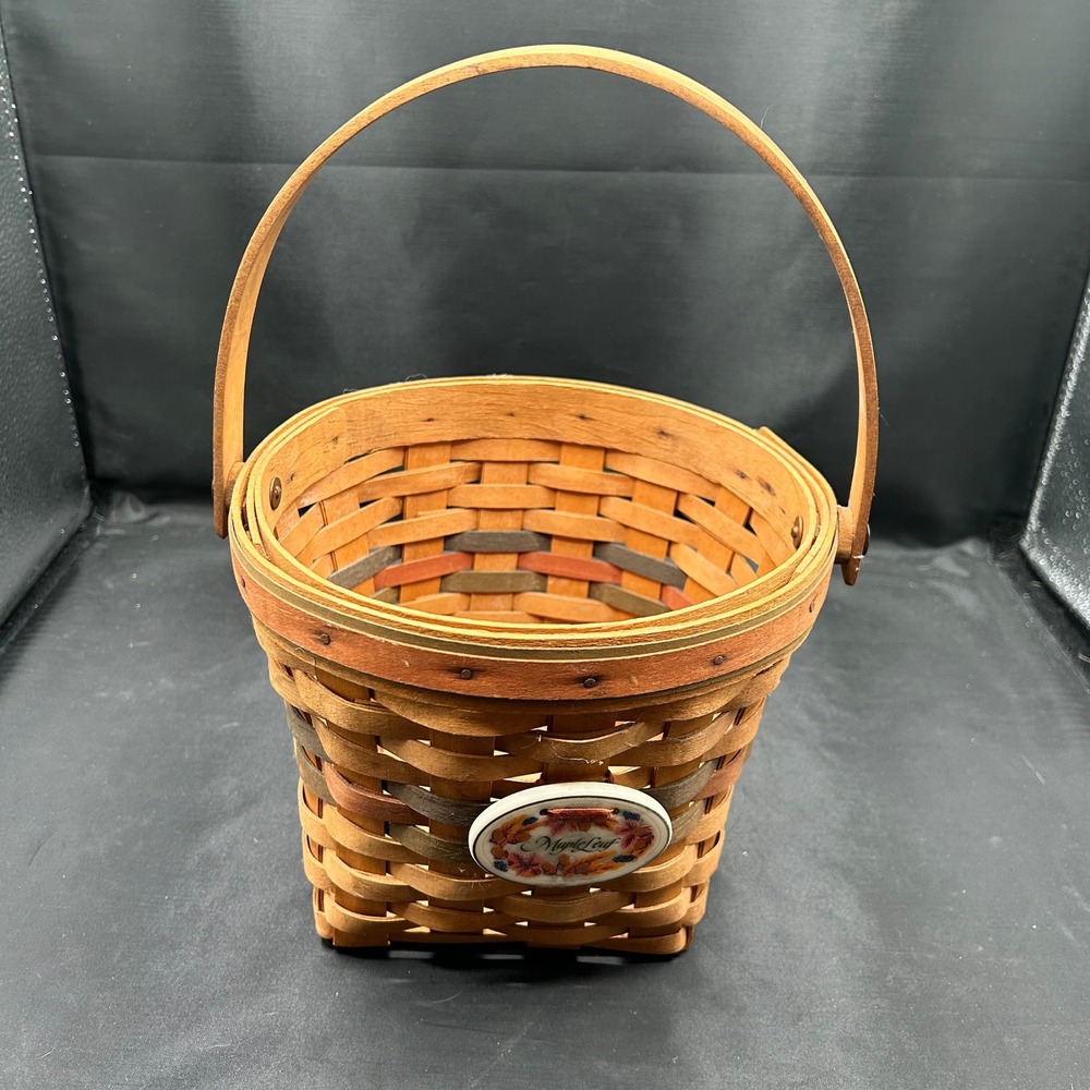 Vintage 1996 Longaberger Handwoven Basket Maple Leaf‎ Dresden Ohio USA Decor